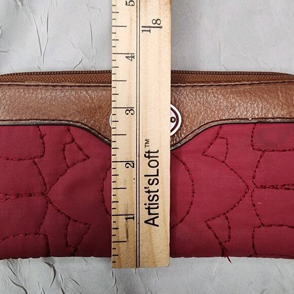 Fossil Key-Per Quilted Wallet Clutch Zip Around Leather Trim - Picture 3 of 8